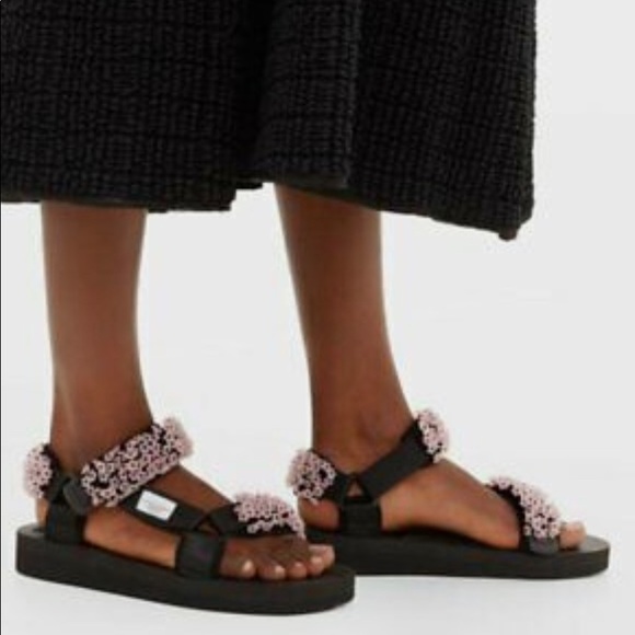 Cecilie Bahnsen X Suicoke Pink Maria Floral Beaded Sandals - Picture 2 of 7
